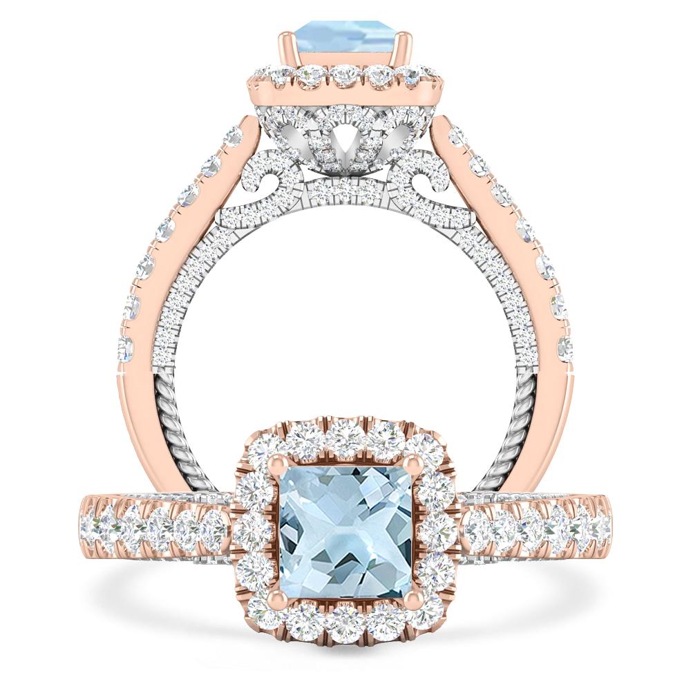 Rose Gold - Aquamarine