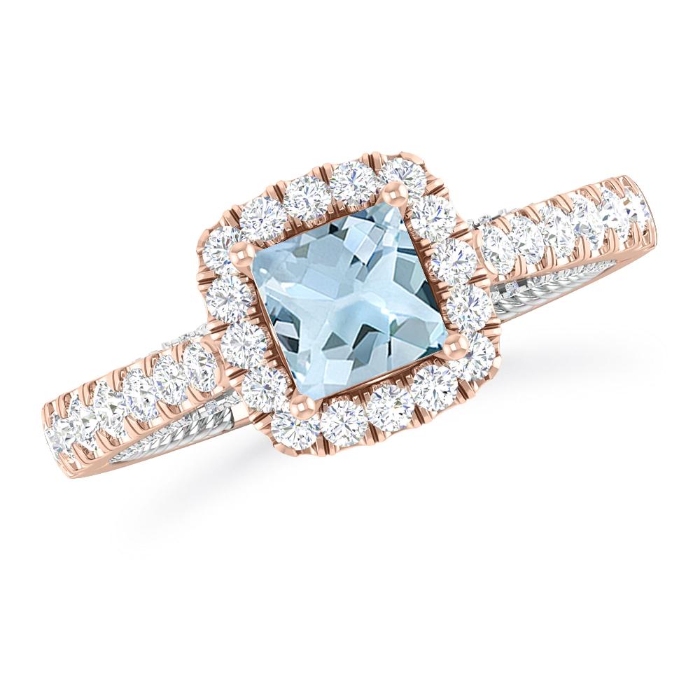 Rose Gold/White Gold - Aquamarine