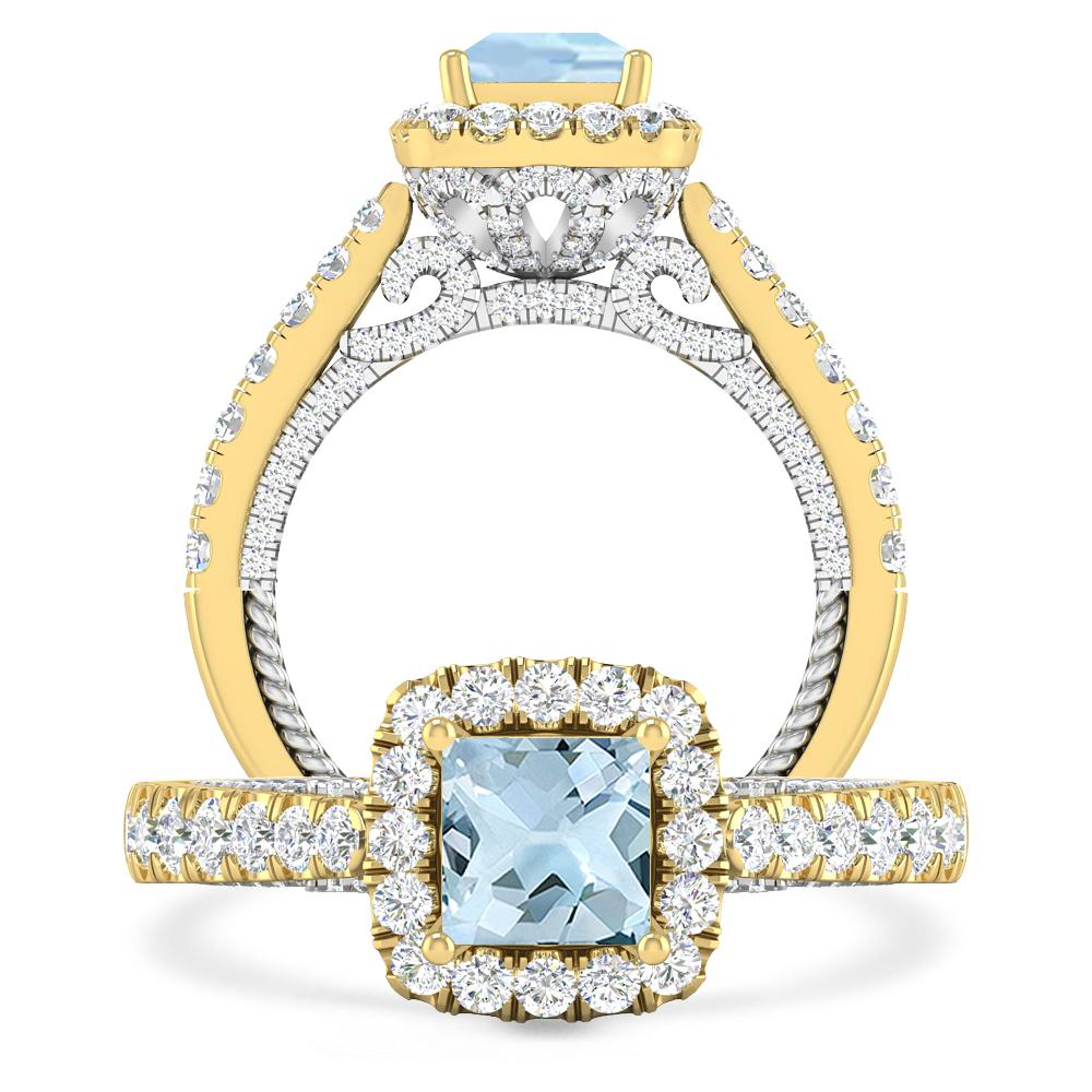 Yellow Gold/White Gold - Aquamarine