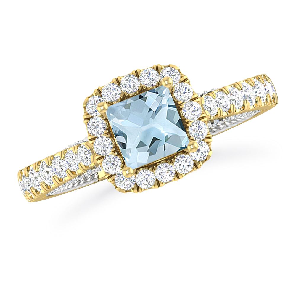 Yellow Gold/White Gold - Aquamarine