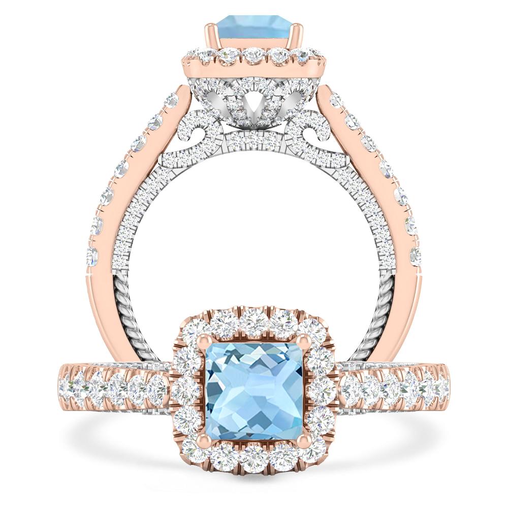 Rose Gold/White Gold - Aquamarine