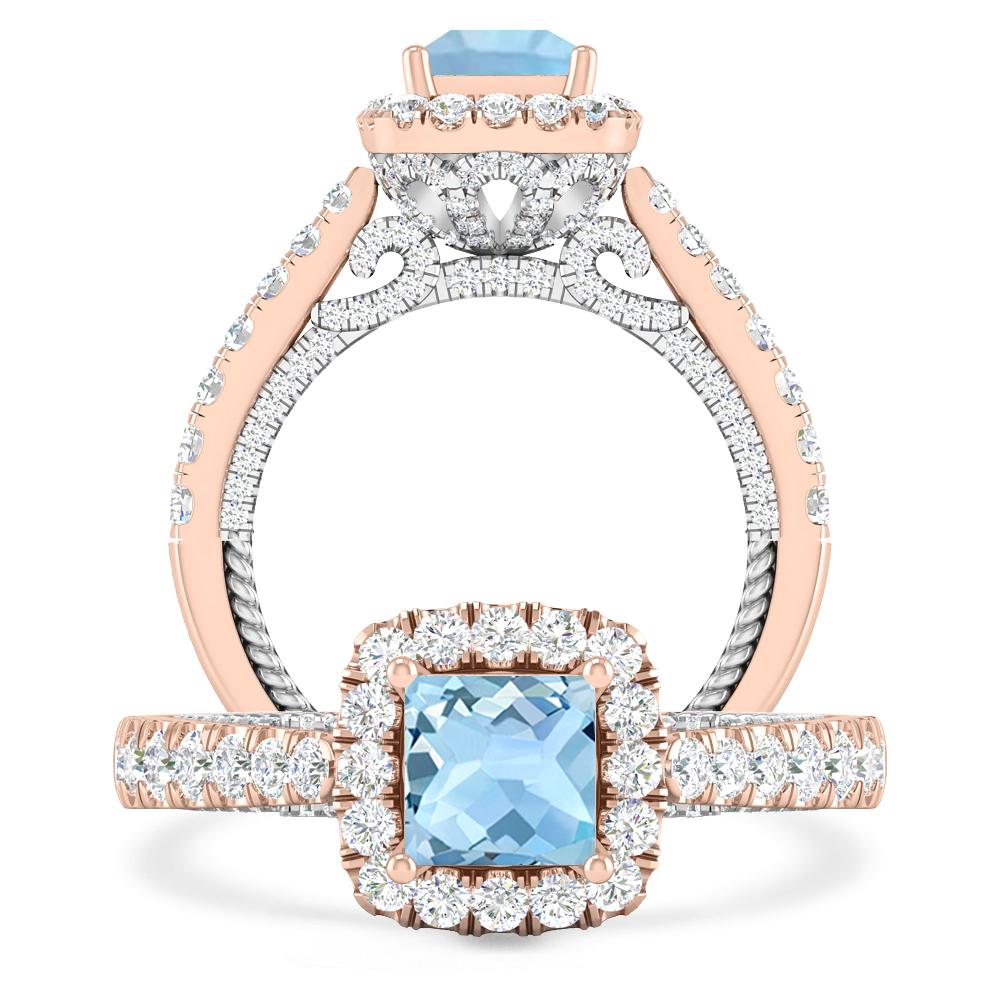 Rose Gold - Aquamarine