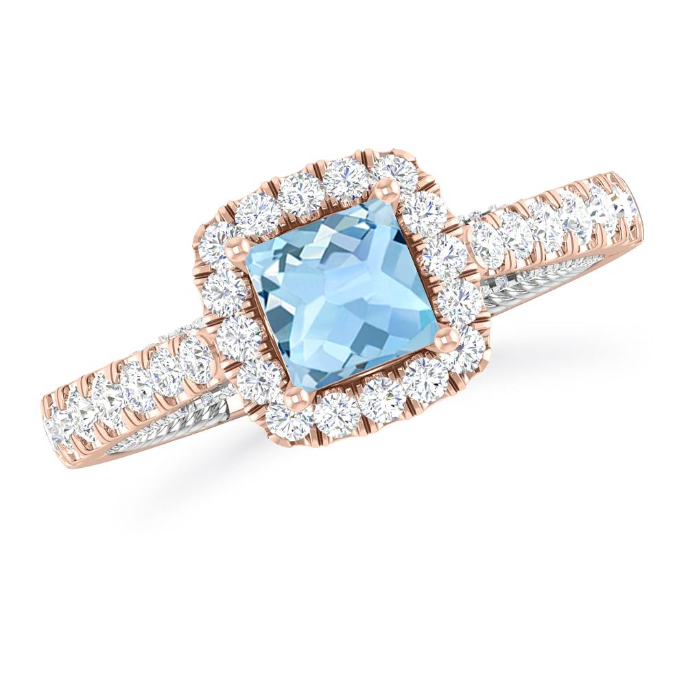 Rose Gold/White Gold - Aquamarine