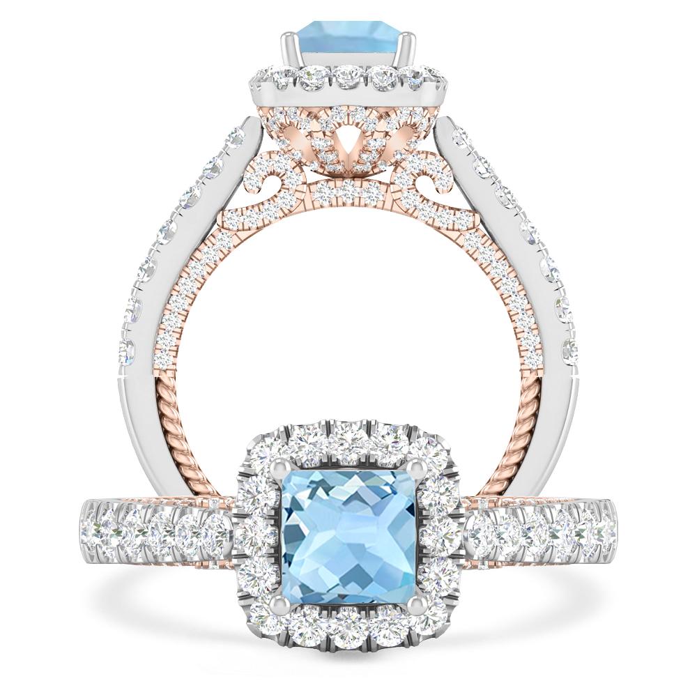 White Gold/Rose Gold - Aquamarine