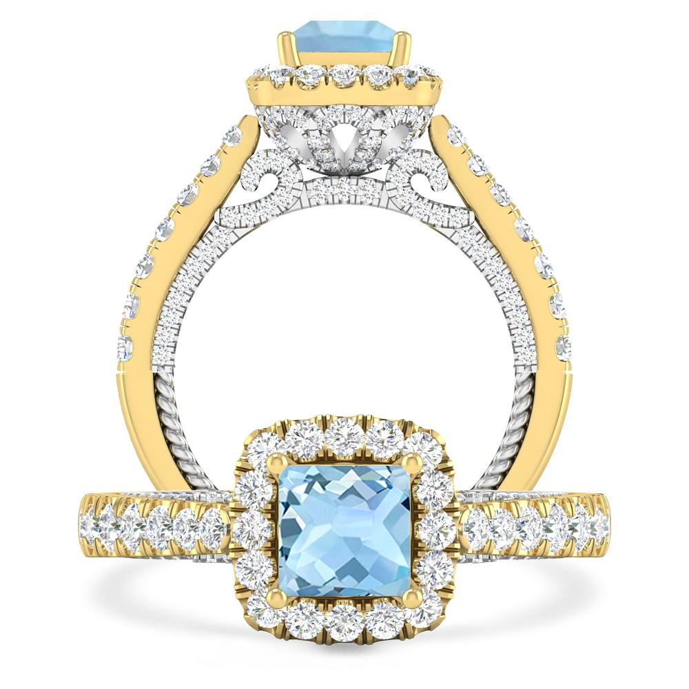 Yellow Gold/White Gold - Aquamarine