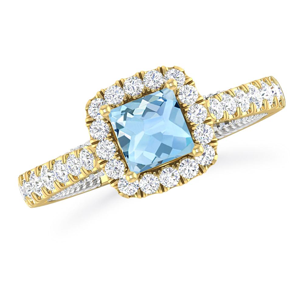 Yellow Gold/White Gold - Aquamarine
