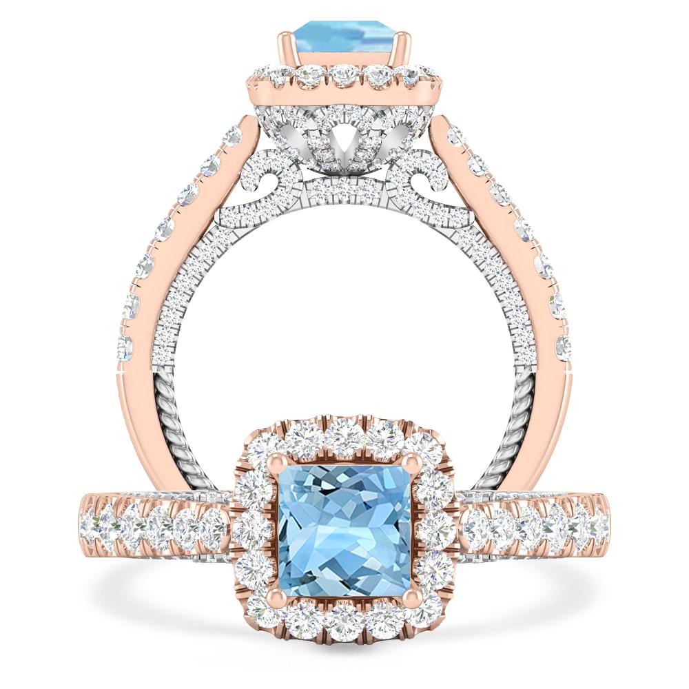 Rose Gold - Aquamarine