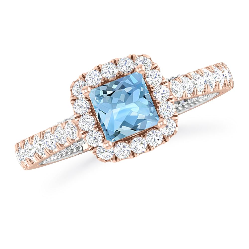 Rose Gold/White Gold - Aquamarine