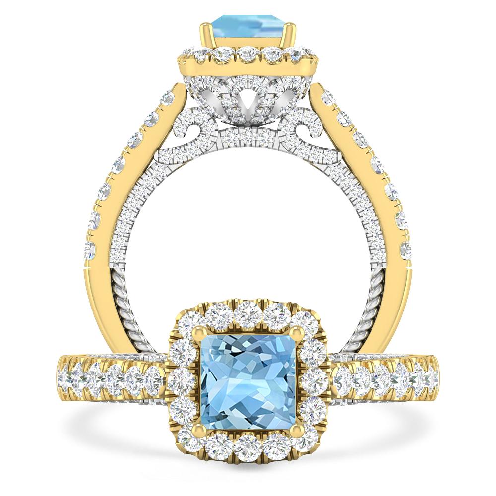 Yellow Gold - Aquamarine