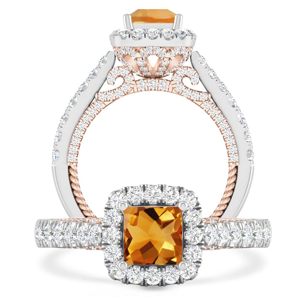 White Gold/Rose Gold - Citrine