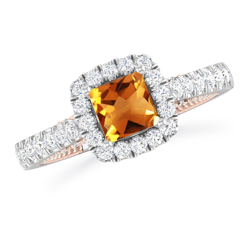 White Gold/Rose Gold - Citrine