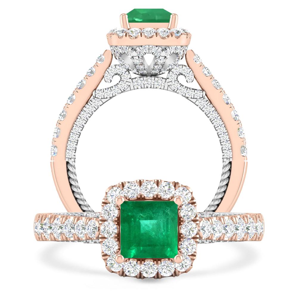 Rose Gold/White Gold - Emerald