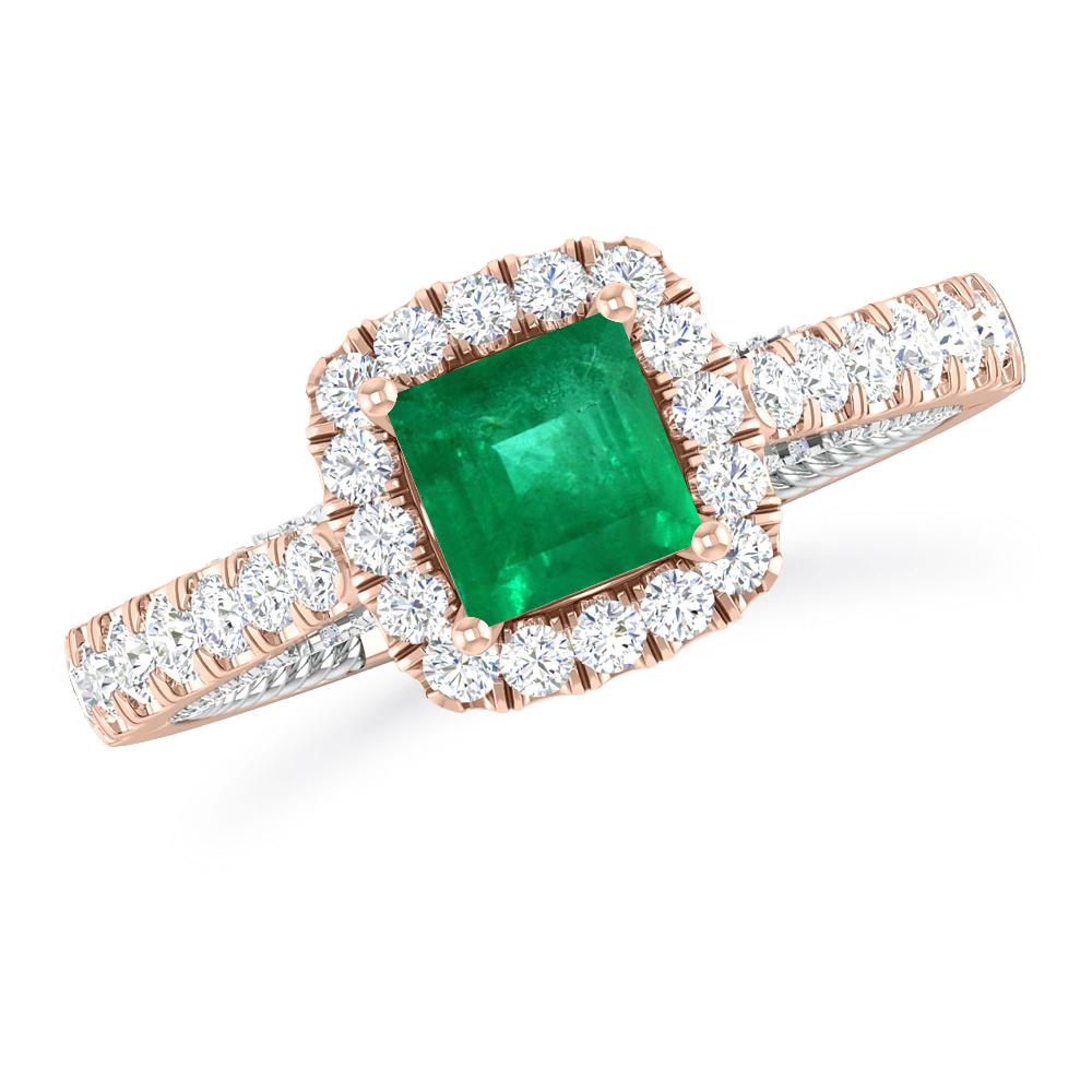 Rose Gold/White Gold - Emerald