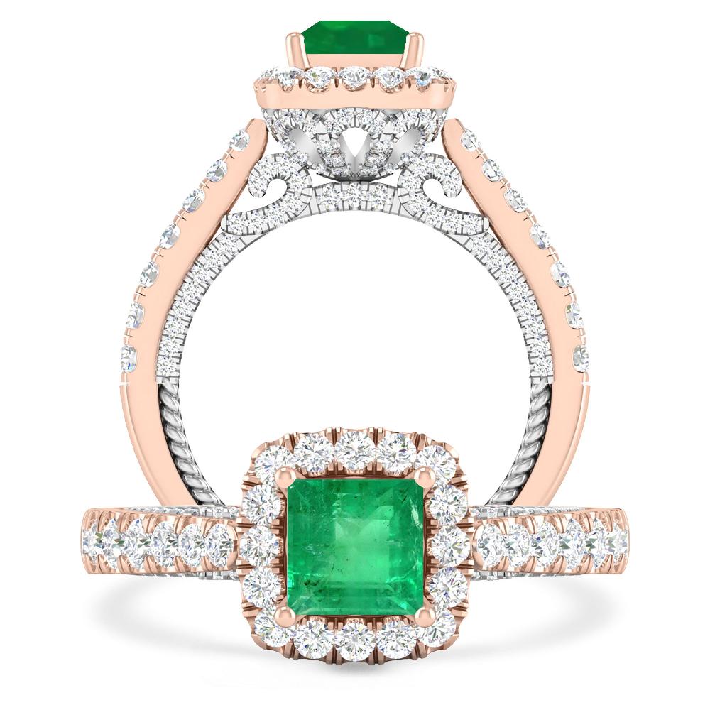 Rose Gold/White Gold - Emerald