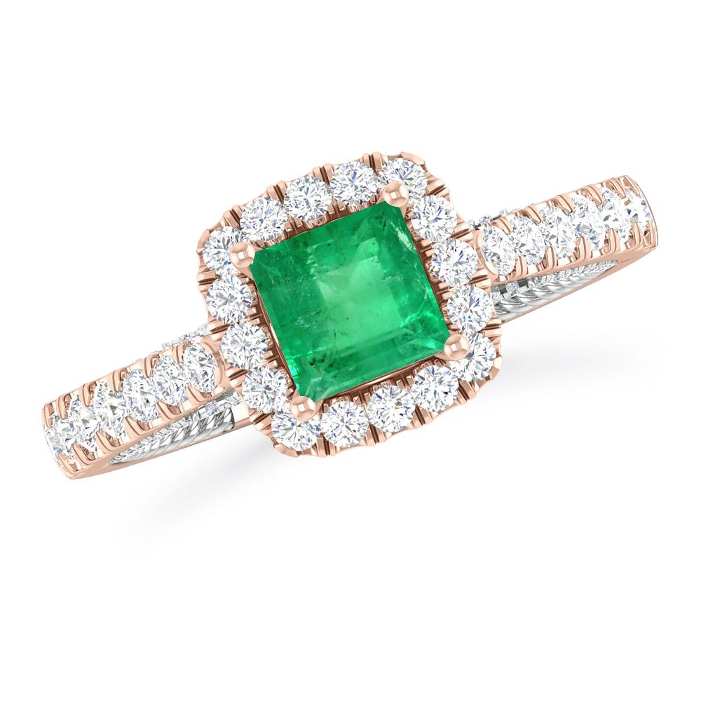 Rose Gold/White Gold - Emerald