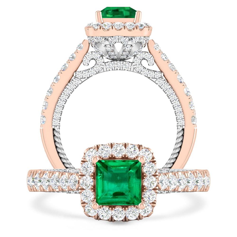 Rose Gold/White Gold - Emerald
