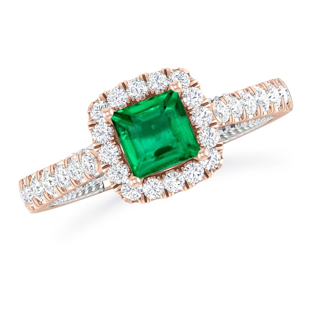 Rose Gold/White Gold - Emerald