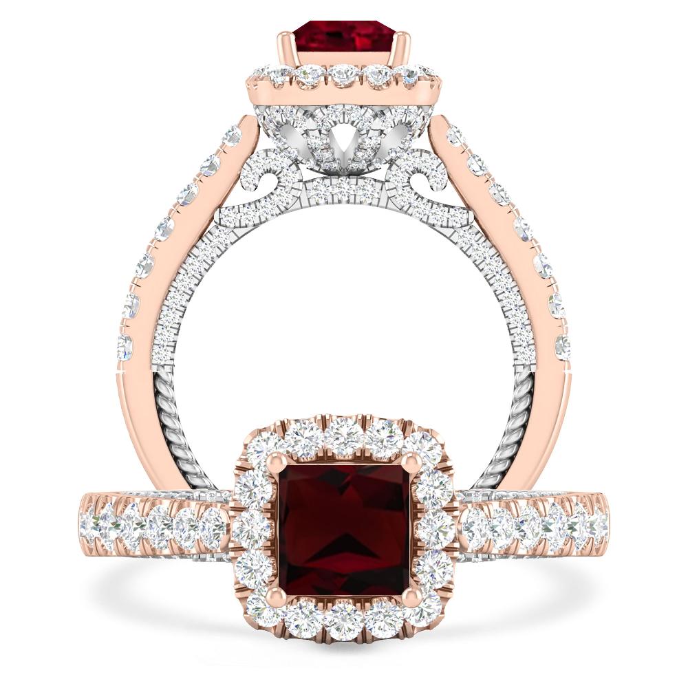 Rose Gold/White Gold - Garnet
