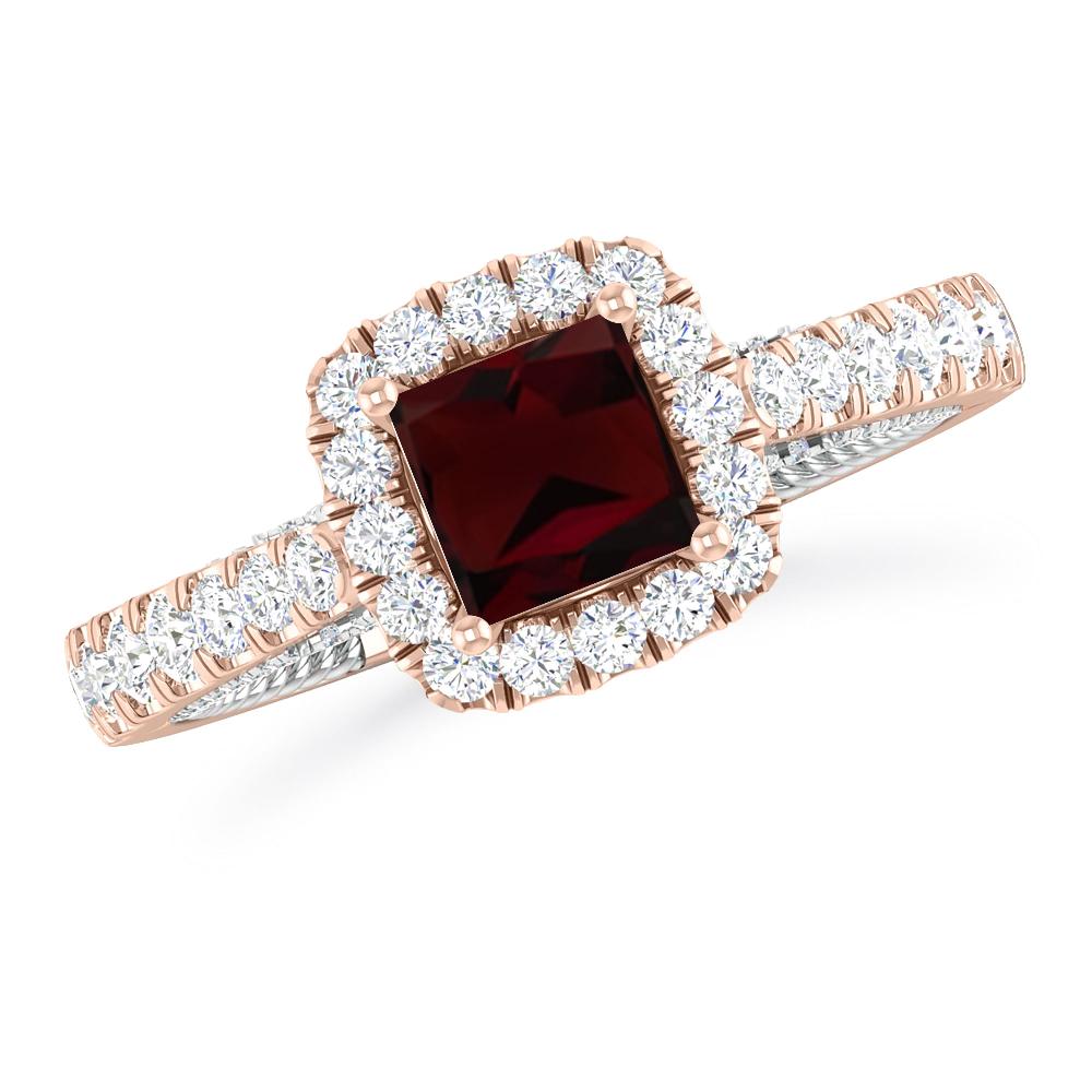 Rose Gold/White Gold - Garnet