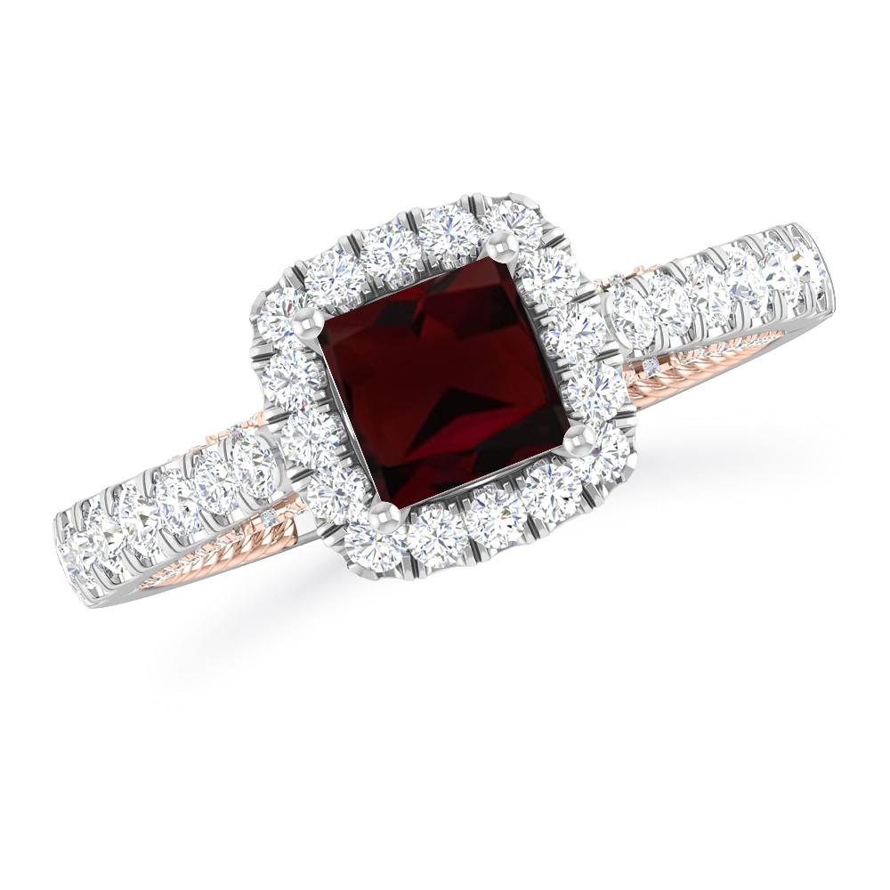 White Gold/Rose Gold - Garnet