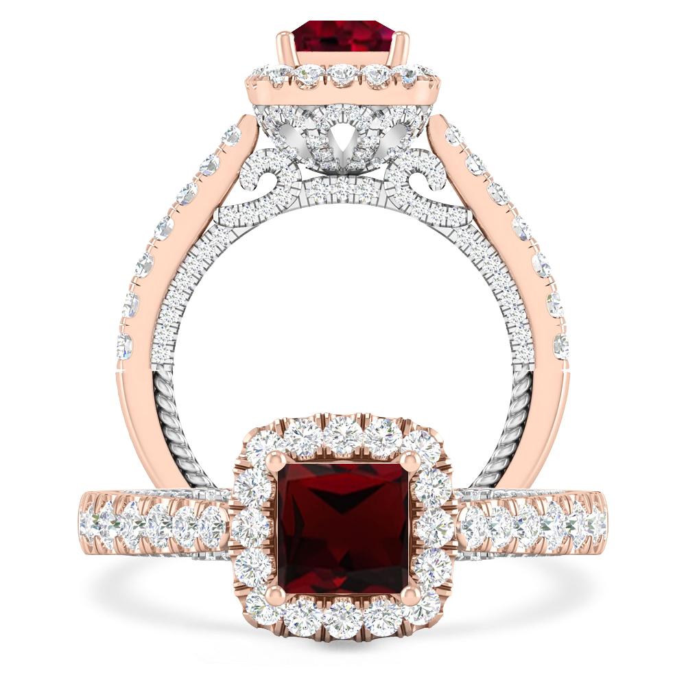 Rose Gold/White Gold - Garnet