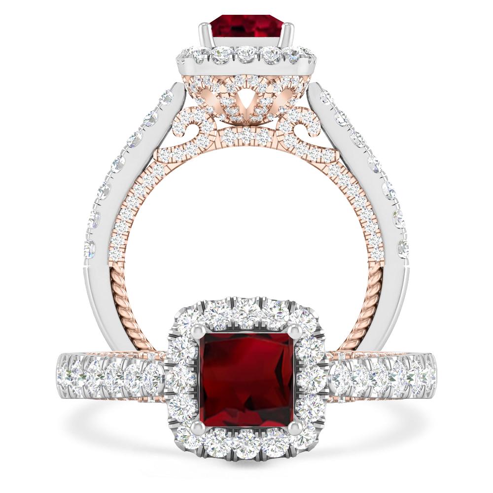 White Gold/Rose Gold - Garnet
