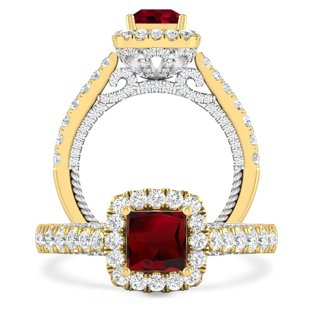 Yellow Gold/White Gold - Garnet