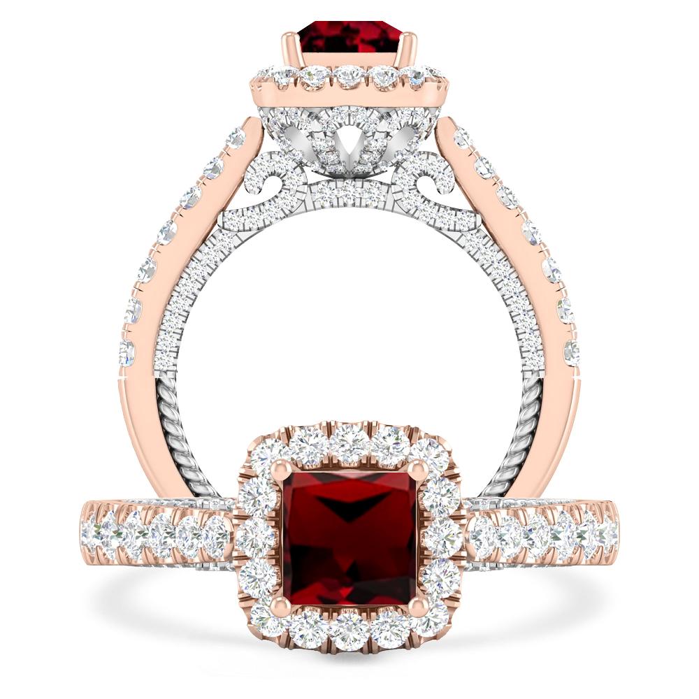 Rose Gold/White Gold - Garnet