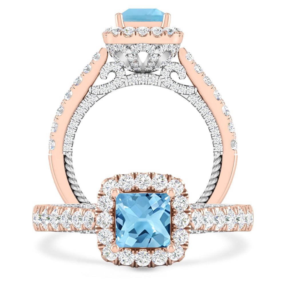 Rose Gold - Blue Topaz