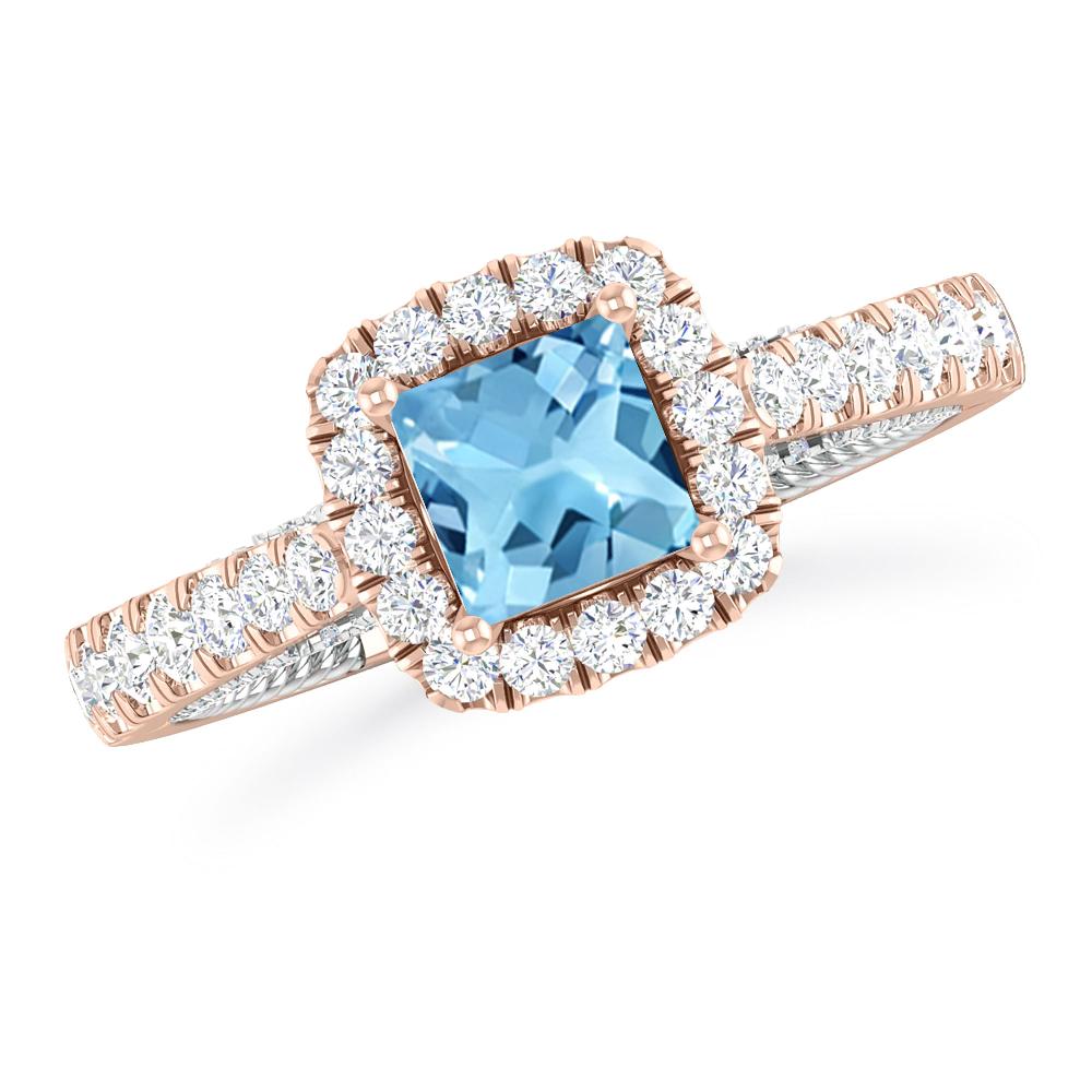 Rose Gold/White Gold - Blue Topaz