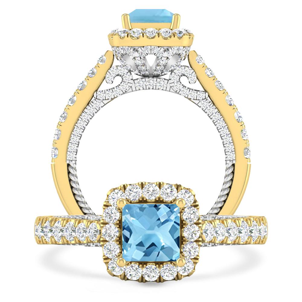 Yellow Gold - Blue Topaz