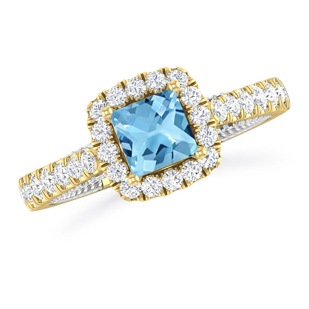 Yellow Gold - Blue Topaz