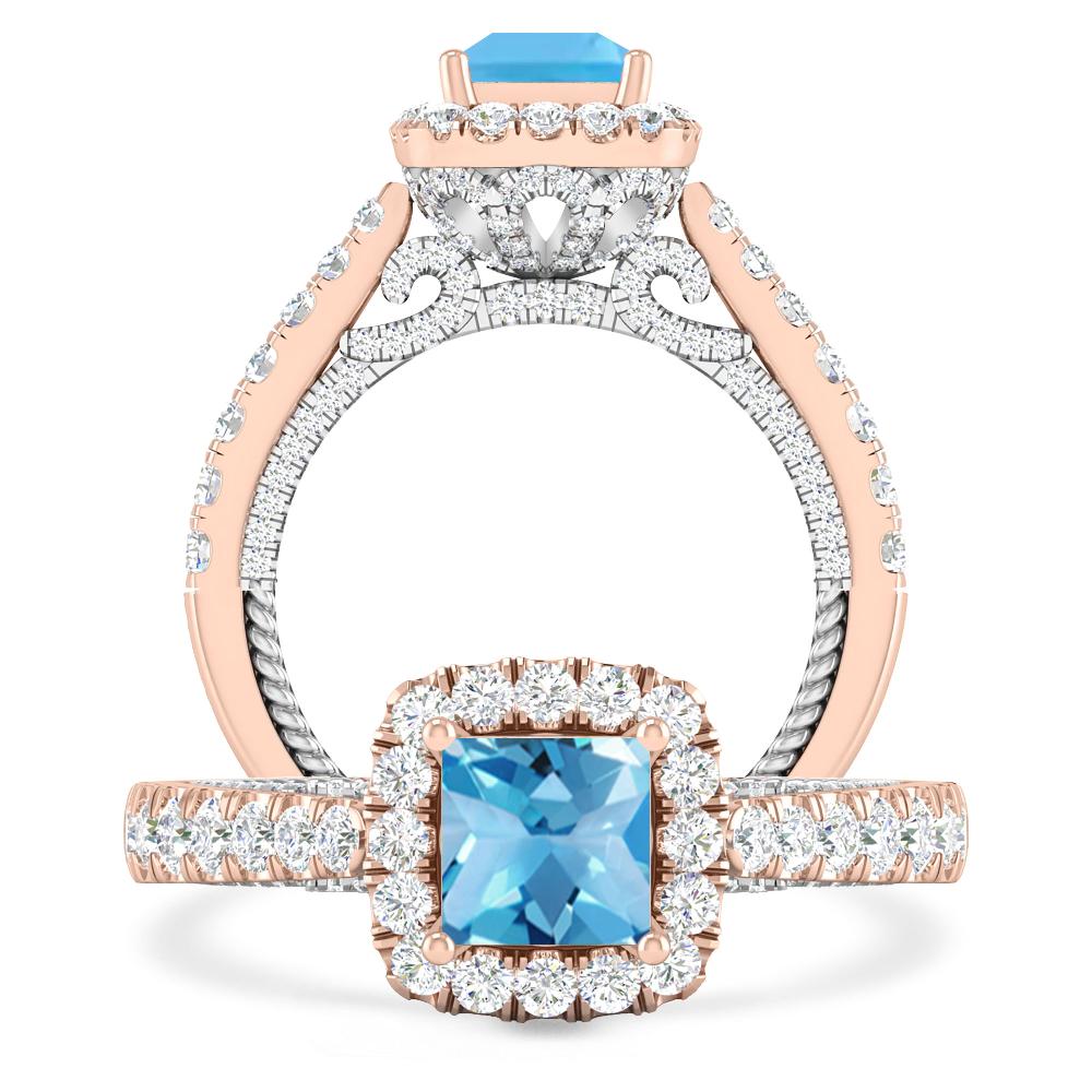 Rose Gold - Blue Topaz