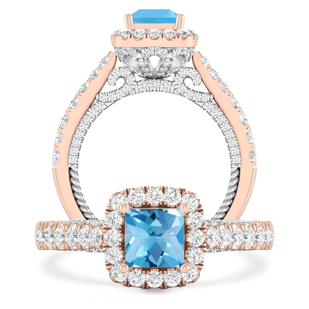 Rose Gold/White Gold - Blue Topaz