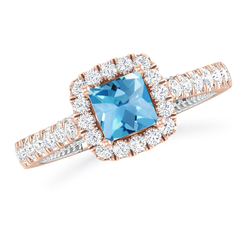 Rose Gold/White Gold - Blue Topaz