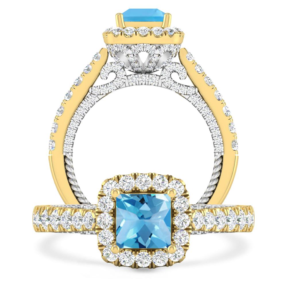 Yellow Gold/White Gold - Blue Topaz