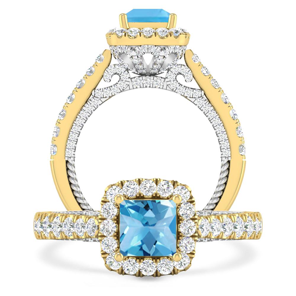 Yellow Gold - Blue Topaz