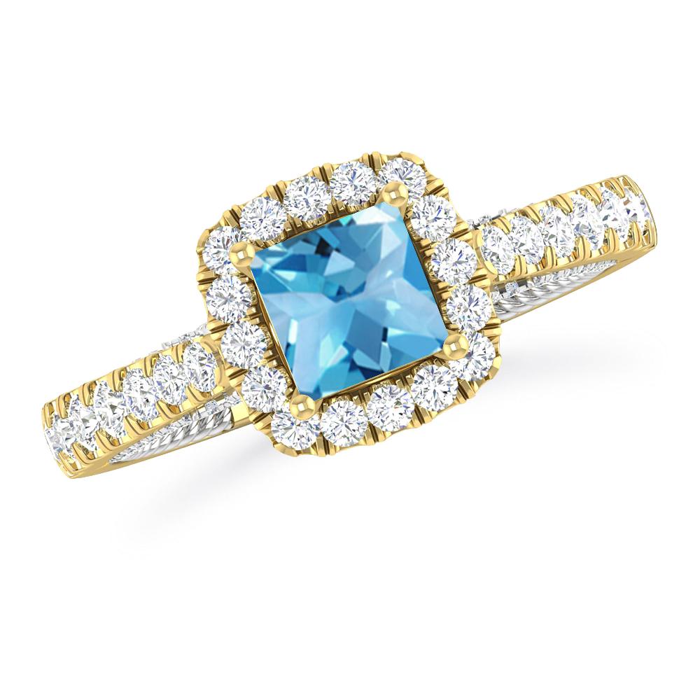 Yellow Gold - Blue Topaz