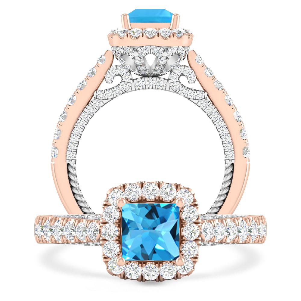 Rose Gold - Blue Topaz