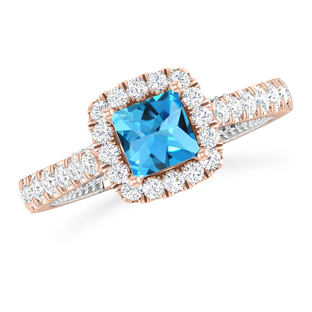 Rose Gold - Blue Topaz