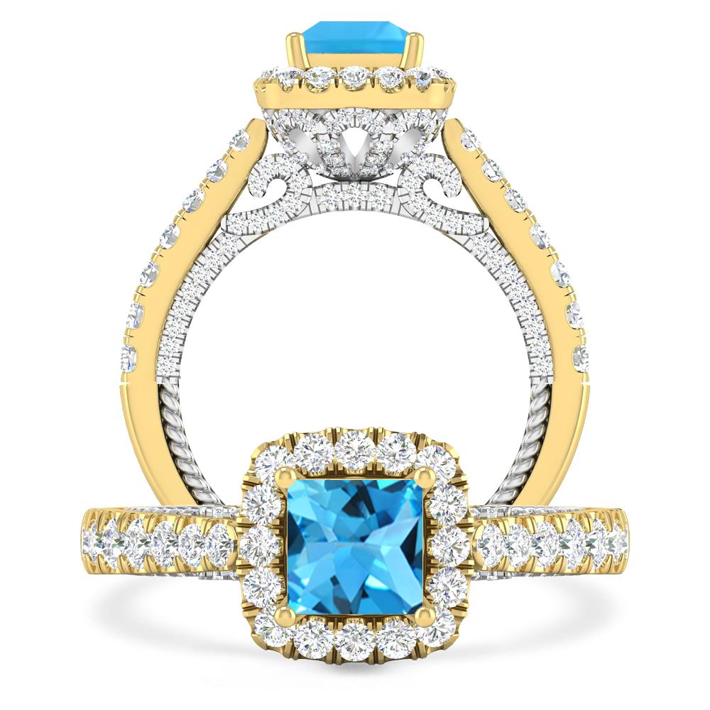 Yellow Gold/White Gold - Blue Topaz