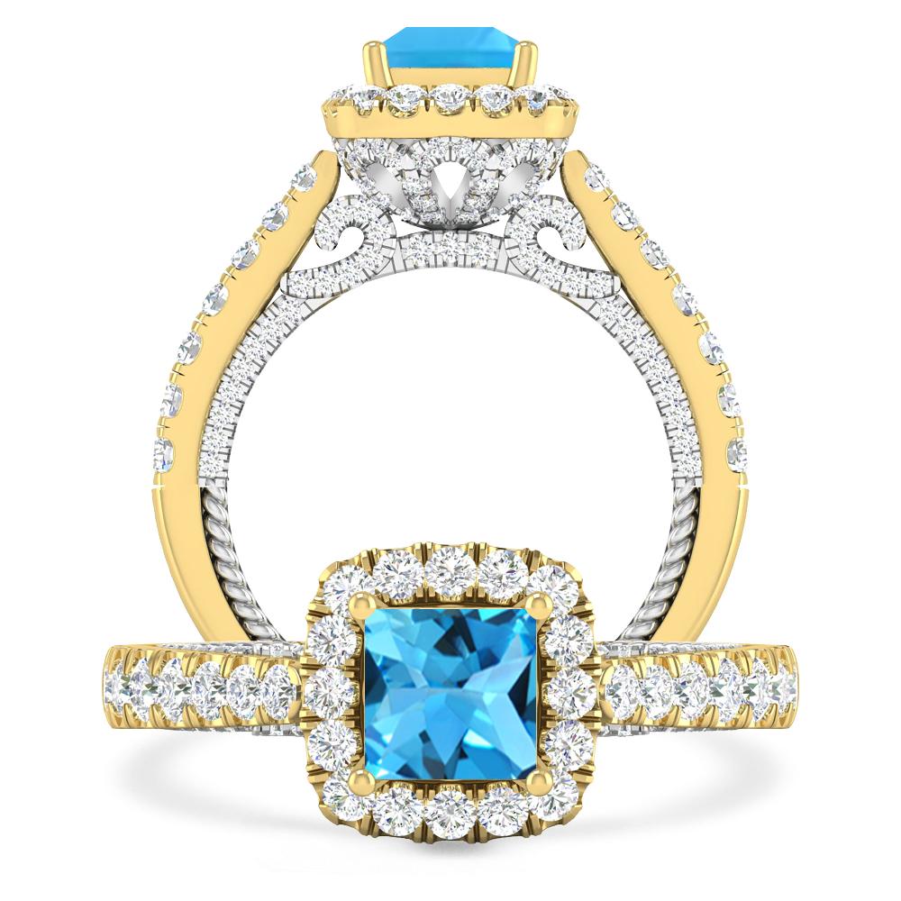 Yellow Gold - Blue Topaz