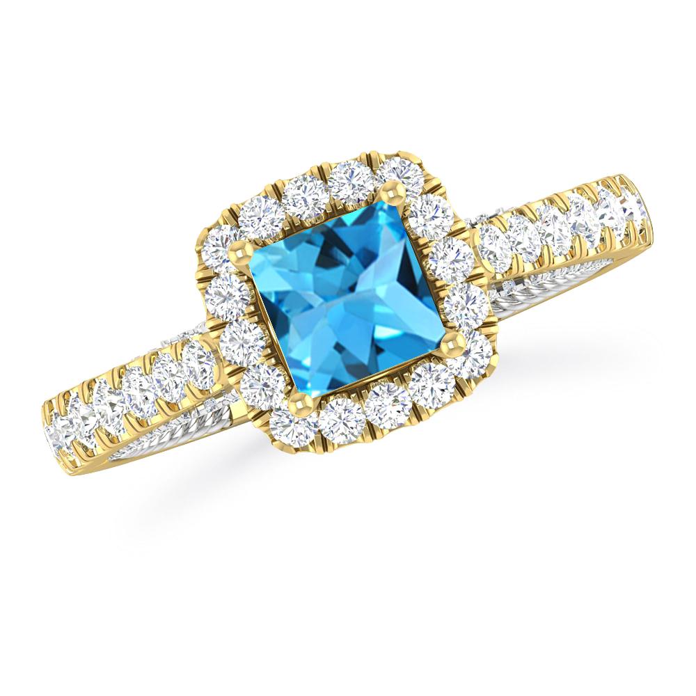 Yellow Gold - Blue Topaz