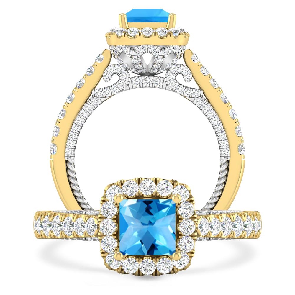 Yellow Gold - Blue Topaz