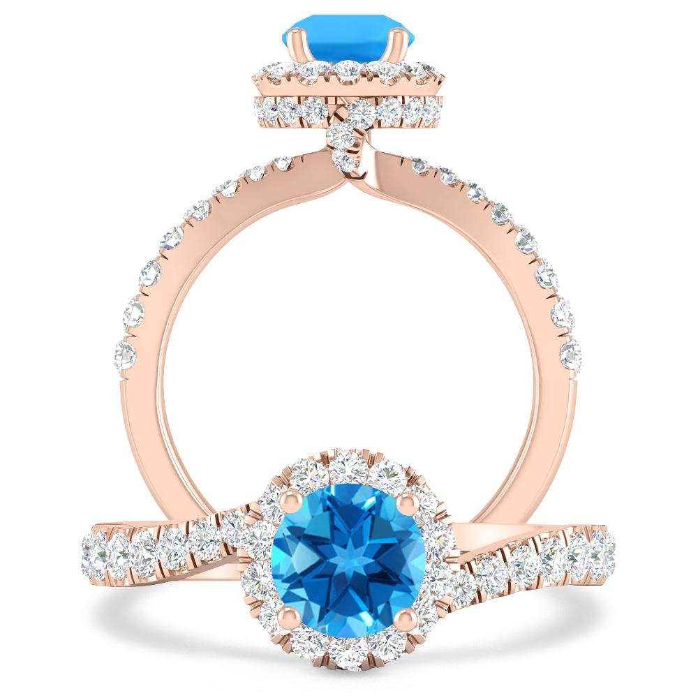 Rose Gold - Blue Topaz
