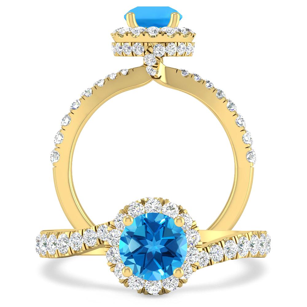 Yellow Gold - Blue Topaz