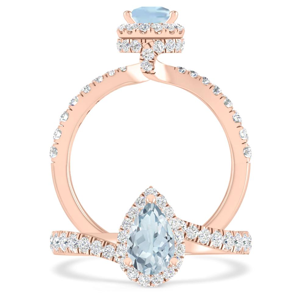 Rose Gold - Aquamarine