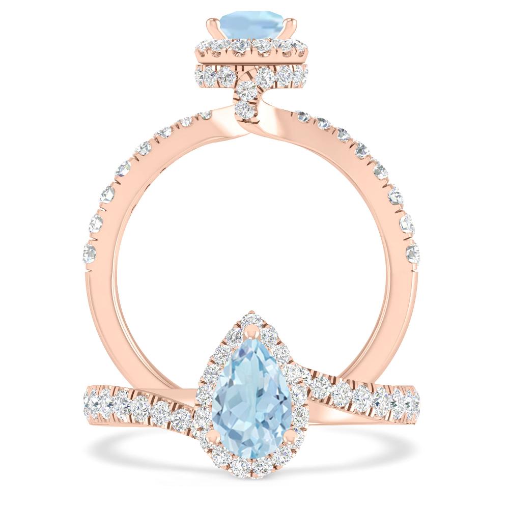 Rose Gold - Aquamarine