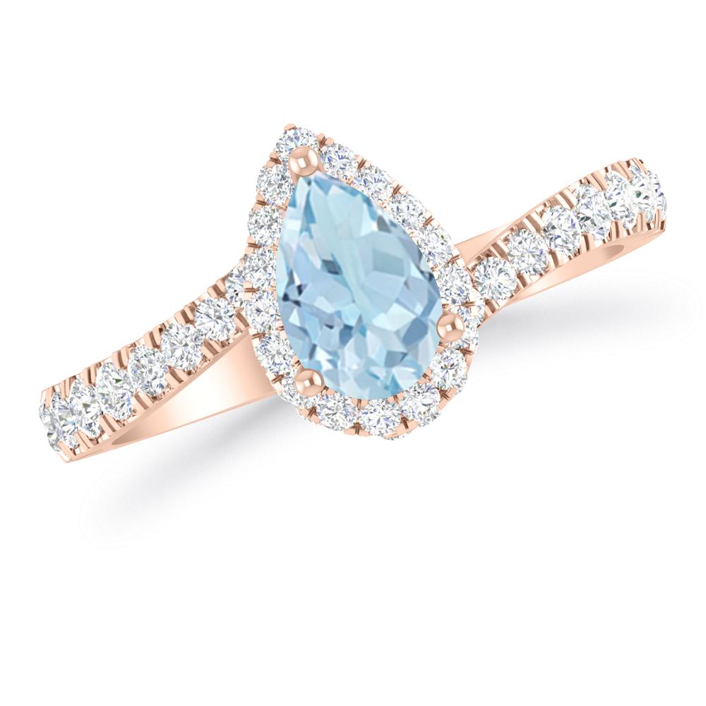 Rose Gold - Aquamarine