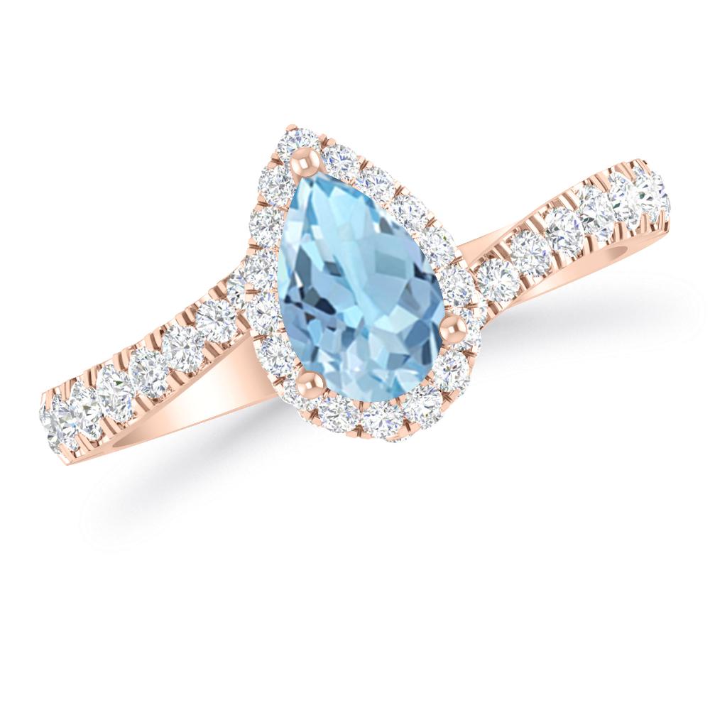 Rose Gold - Aquamarine